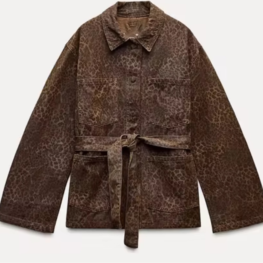Zara animal print denim jacket